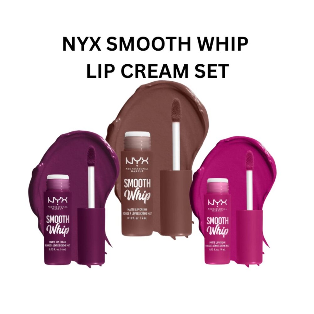 NYX SMOOTH WHIP LIP SET OF 3 - THREAD COUNT, BDAY FROSTING, BERRY BEDSHEETS